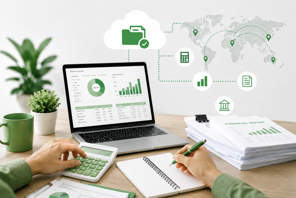 Outsource bookkeeping with cloud-based financial management.