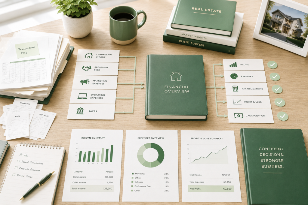 Real estate bookkeeping financial overview and expense tracking