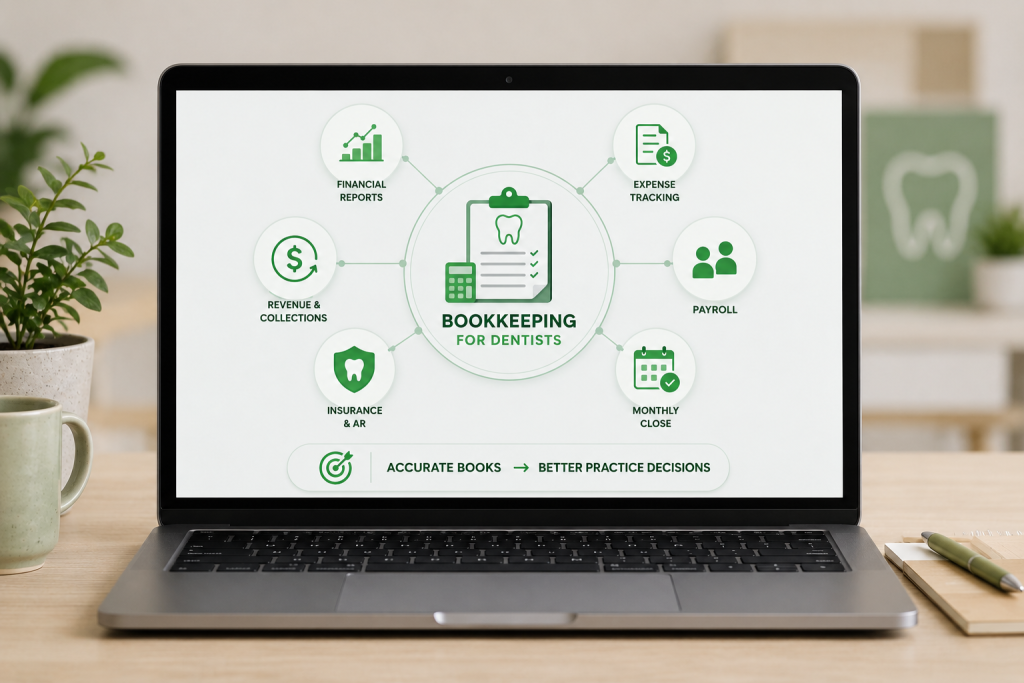 Bookkeeping for dental practices dashboard.