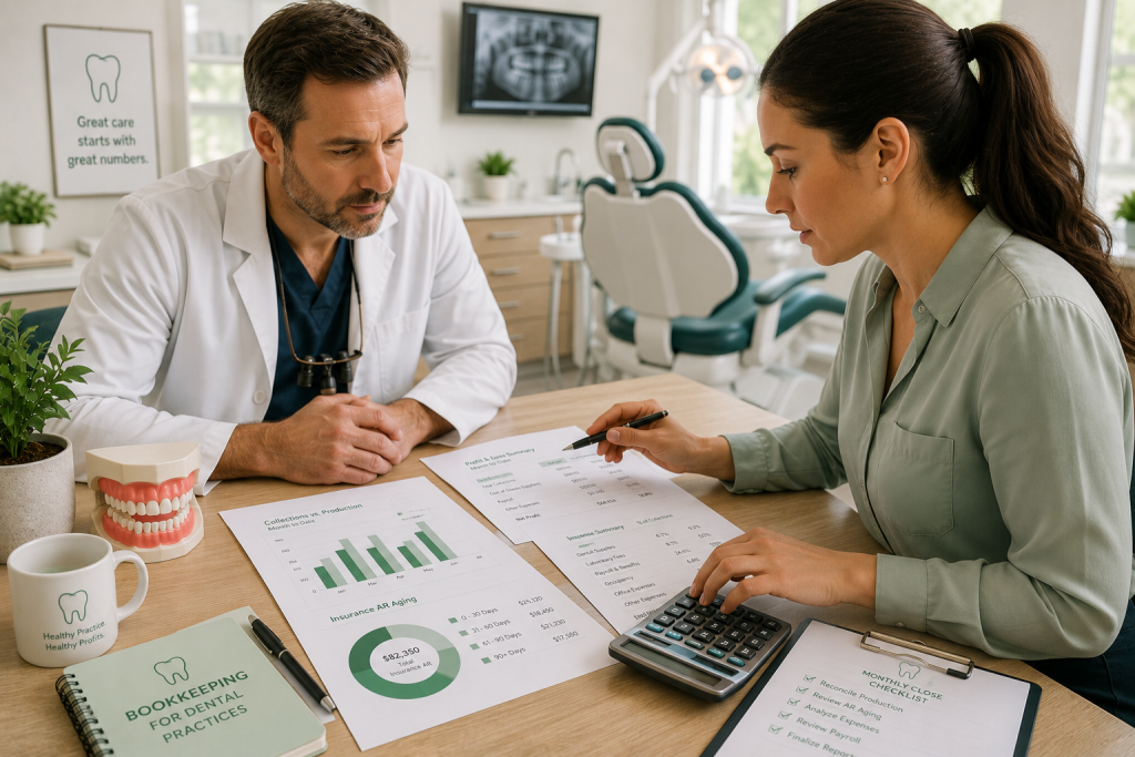 Bookkeeping for dental practices financial review.
