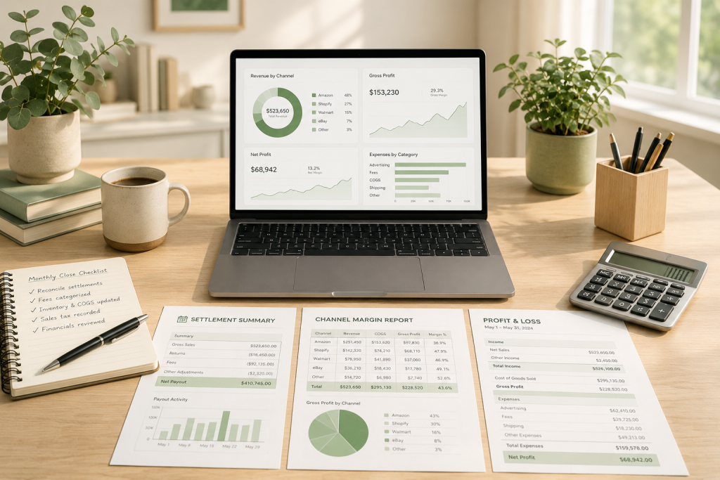 Ecommerce settlement summary dashboard.