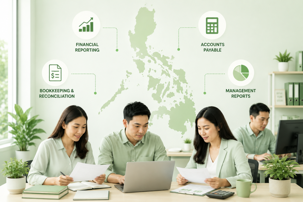 Offshore bookkeeping team providing accounting support for small businesses.