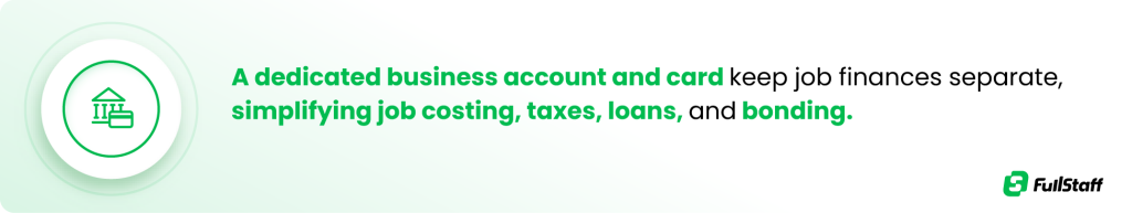 Separate business account and card for independent contractor bookkeeping