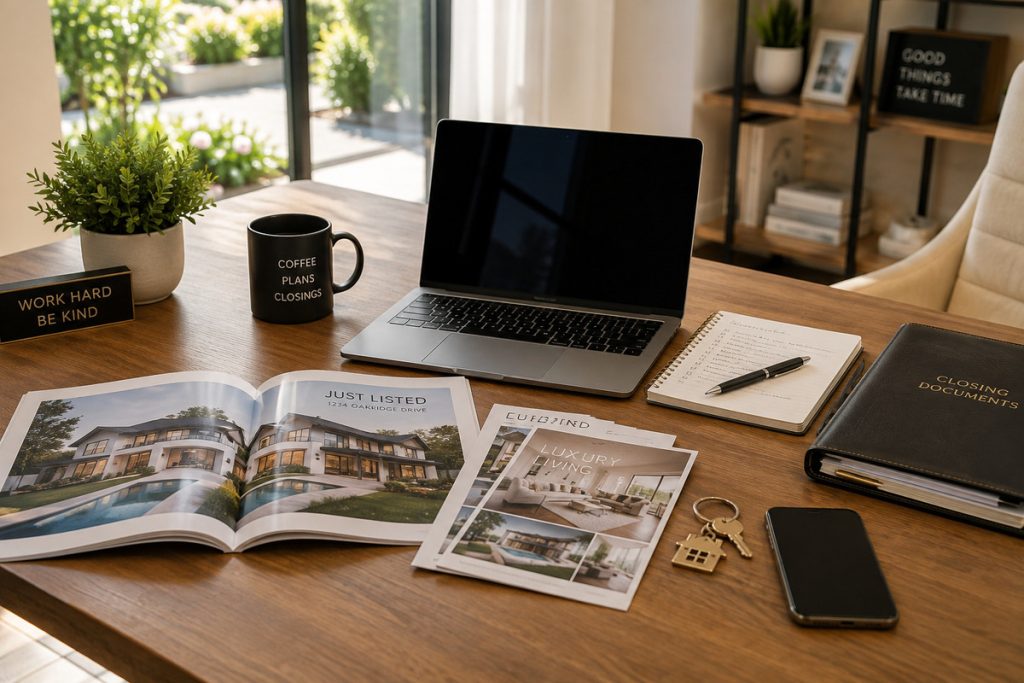 Bookkeeping service for real estate agents with a modern workspace.