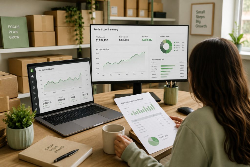 Business owner using ecommerce bookkeeping services